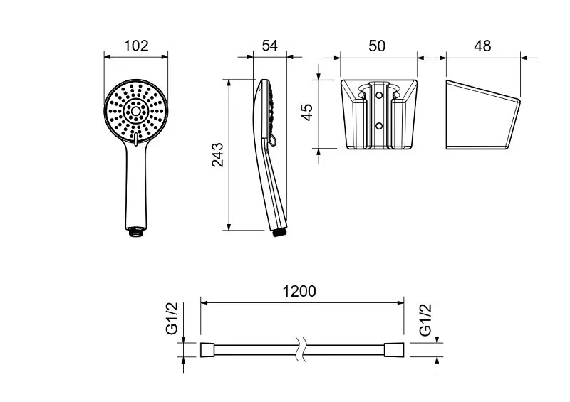 Душевой комплект Акватек Бетта оружейная сталь AQ2032BGM (детальная фотография), другие
