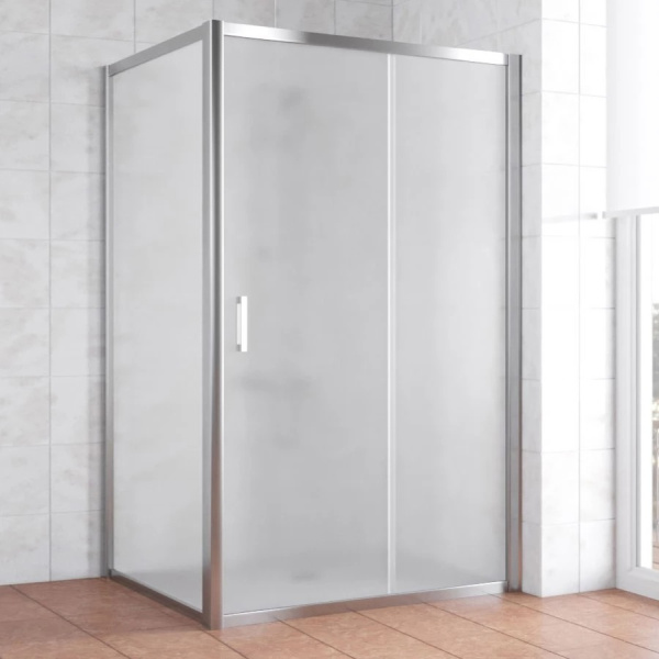 Душевой уголок профиль глянцевый хром стекло сатин Vegas-glass ZP+ZPV 120*100 08 10 (детальная фотография)