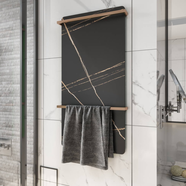 Полотенцесушитель электрический Black&White Moon 40x80 см коричневый мрамор с золотом 38900 (детальная фотография), современные, hi-tech