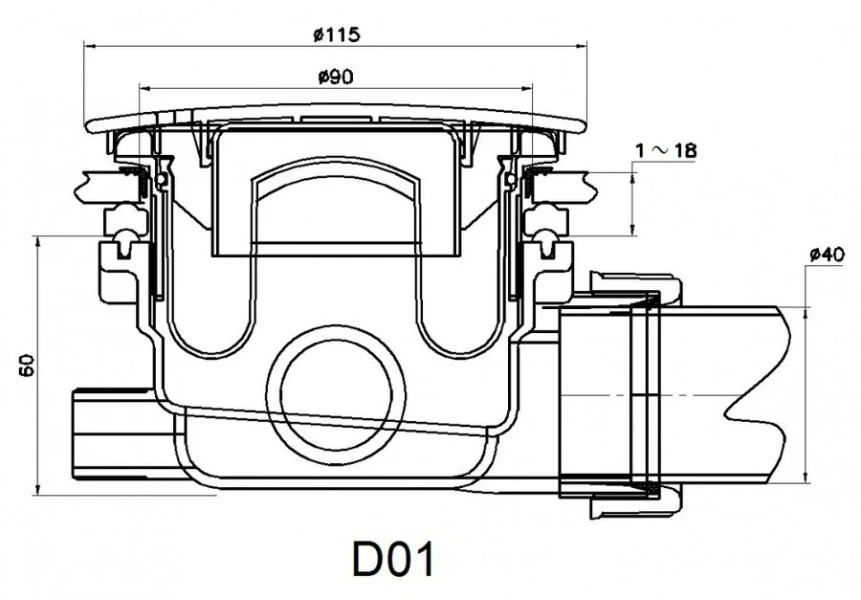 Сифон для душевых поддонов RGW Velplex QYD-01 хром 39241101-01 (детальная фотография), в наличии