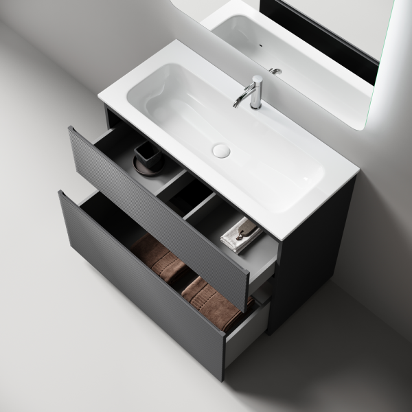 Тумба под раковину напольная Sancos Folk Floor 100 см grey soft FL100FGS (детальная фотография), современная, hi-tech