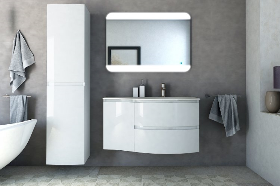 Тумба под раковину подвесная Cezares Vague 69 см Bianco Lucido 44220 (детальная фотография), современная, hi-tech