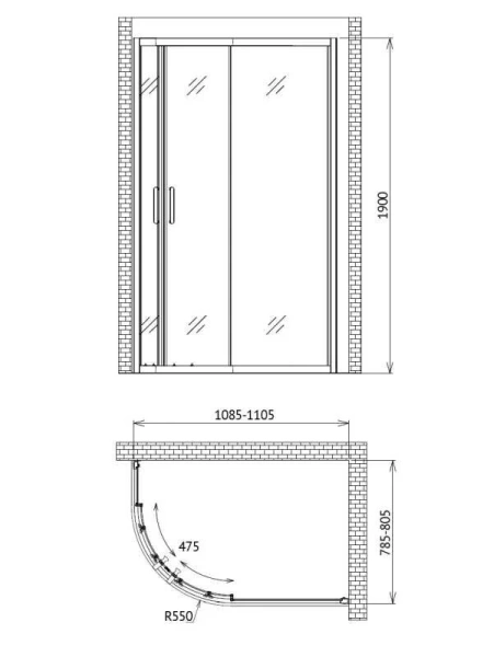 Душевой уголок Gemy Victoria 100 x 80 см S30212 (детальная фотография), хром