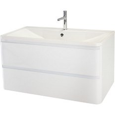 Тумба под раковину подвесная BelBagno Albano 80 см с двумя выкатными ящиками, bianco lucido
