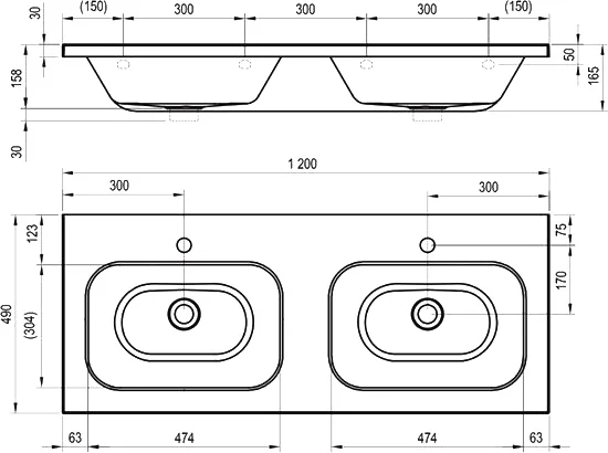 Раковина со скрытым переливом Ravak Chrome 1200 XJG01212000 (детальная фотография), в наличии