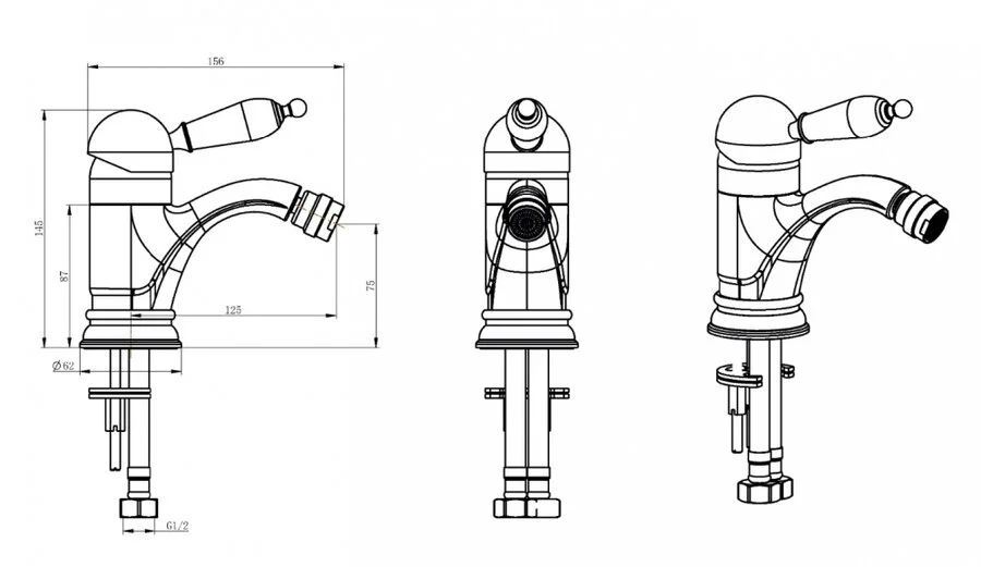 Смеситель для биде Boheme Crystal однорычажный (детальная фотография), для биде