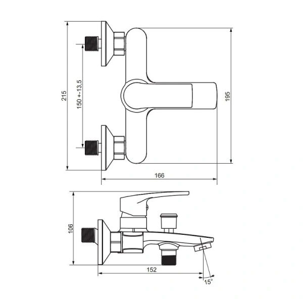 Смеситель для ванны Damixa Eclipse 2.0 черный 481000300 (детальная фотография), для ванны