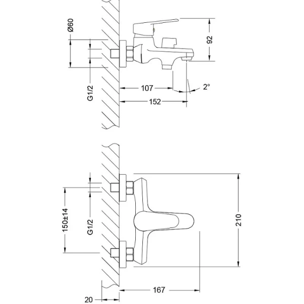 Смеситель для ванны Lemark Point хром LM0314C (детальная фотография), для ванны