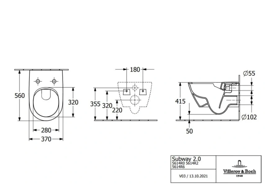 Унитаз подвесной Villeroy & Boch Subway 2.0 альпийский белый с покрытием CeramicPlus 5614R0R1 (детальная фотография), подвесные, встраиваемые