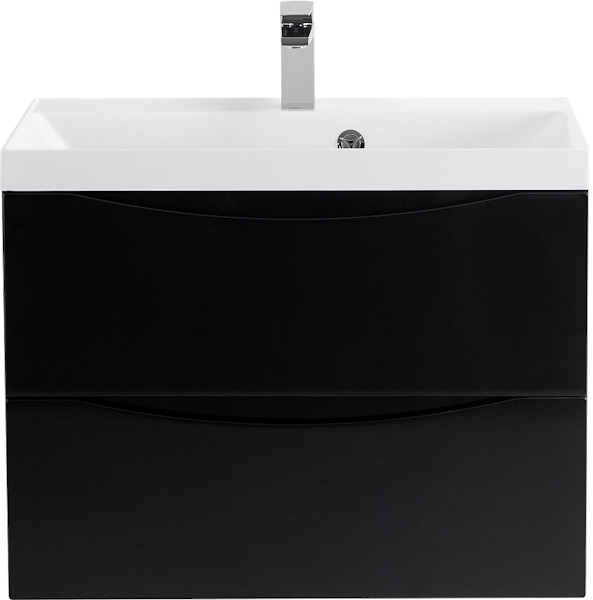 Тумба под раковину подвесная BelBagno Marino 60 см с двумя выкатными ящиками, nero lucido MARINO-600-2C-SO-NL-P (детальная фотография), современная, hi-tech