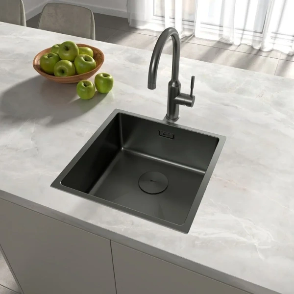 Мойка для кухни Lemark Olanga 44 см графит 9936123 (детальная фотография), из нержавеющей стали, стальные, металлические