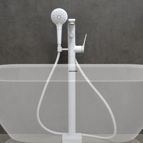 Смеситель для ванны Lemark Bronx белый матовый LM3744MW (детальная фотография), белые