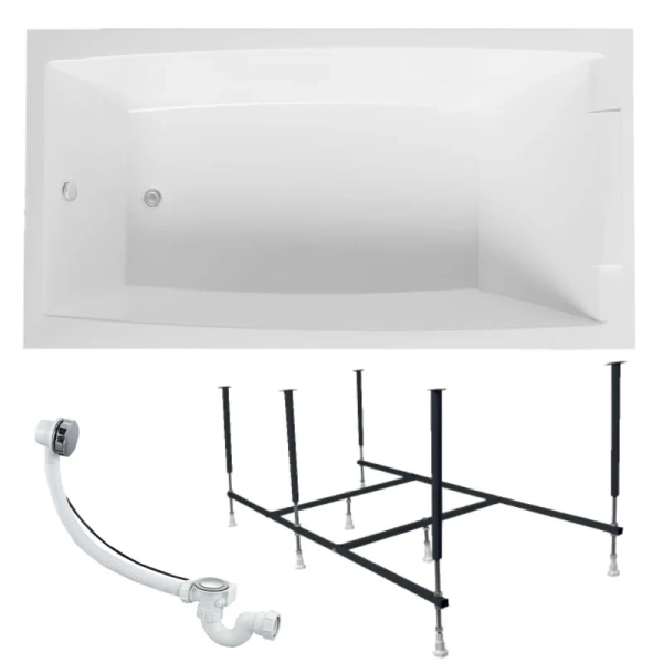 Ванна акриловая 1MarKa Aelita 01ае1675кс2+, 165 x 75 см, цвет белый (детальная фотография), современныe, hi-tech