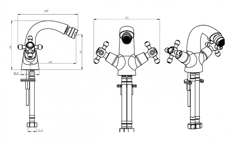 Смеситель для биде Boheme Tradizionale Chromo хром 276 (детальная фотография), для биде