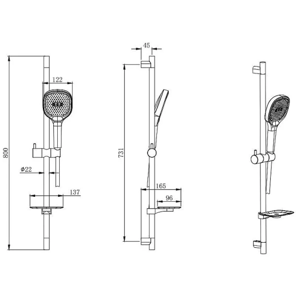 Душевой гарнитур Акватек черный матовый AQ2021MB (детальная фотография), душевые гарнитуры