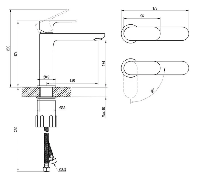 Смеситель для раковины Ravak Eleganta X0704 с функцией BeCool (детальная фотография), для раковины