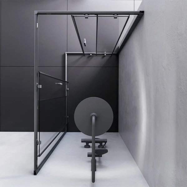 Душевой уголок Am.Pm Gem S 120x80 см профиль черный матовый, стекло прозрачное W93G-404-120280-BT (детальная фотография), прозрачные