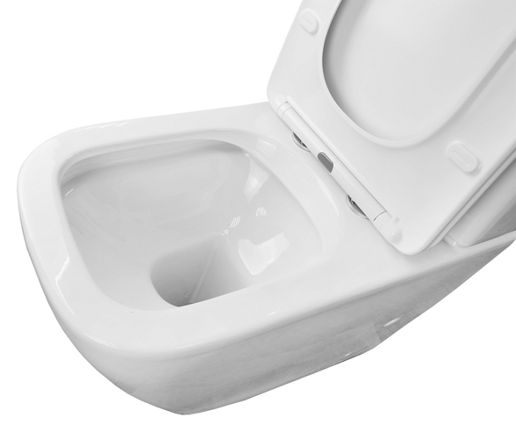 Унитаз компакт Azario Avero безободковый AZ-1213A-G (детальная фотография), безободковые, сиденье с микролифтом , с антивсплеском, компакт, низкие