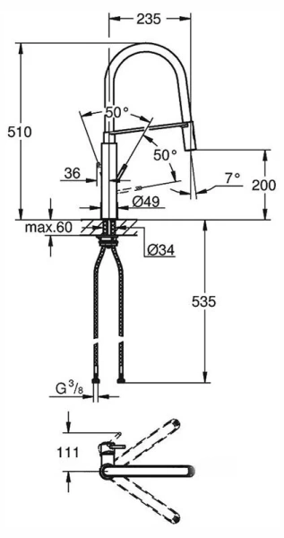 Смеситель для кухни Grohe Concetto хром 31491000 (детальная фотография), для кухни
