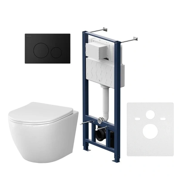 Унитаз с инсталляцией Am.Pm Like кнопка черная матовая IS49038.801900 (детальная фотография)