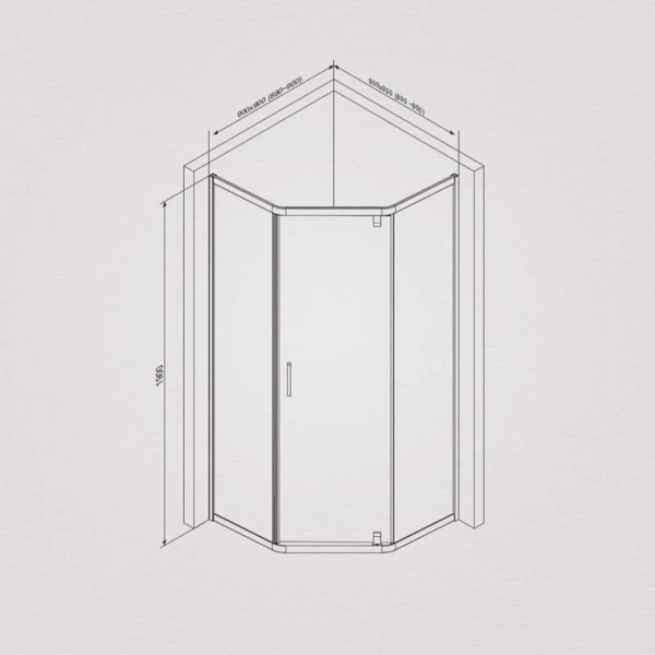 Душевой уголок Am.Pm Gem 90x90 см стекло прозрачное, профиль хром W90G-405-090MT (детальная фотография), многоугольные
