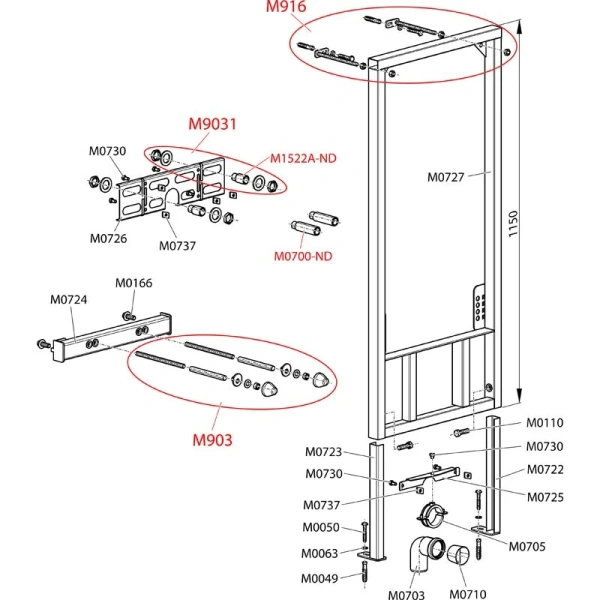 Инсталляция для биде Alcaplast черная A105/1120 (детальная фотография), в наличии