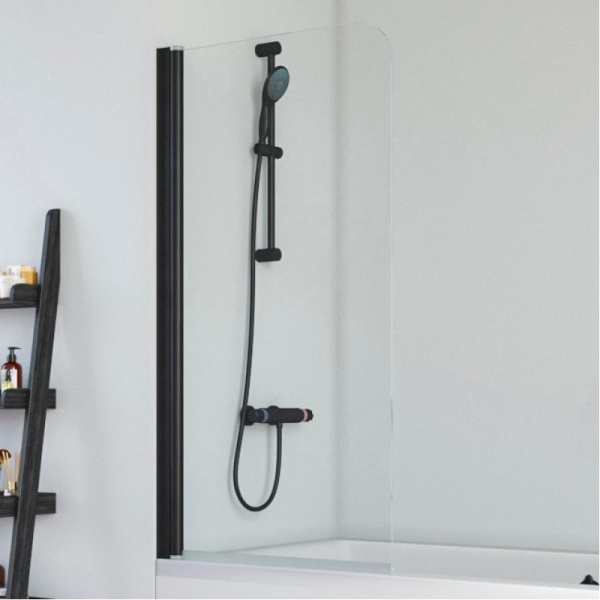 Душевая шторка на ванную профиль черный глянцевый стекло прозрачное Vegas-glass EV 76 02Г 01 (детальная фотография)