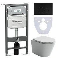 Унитаз с инсталляцией Ceramica Nova Balearica кнопка черная