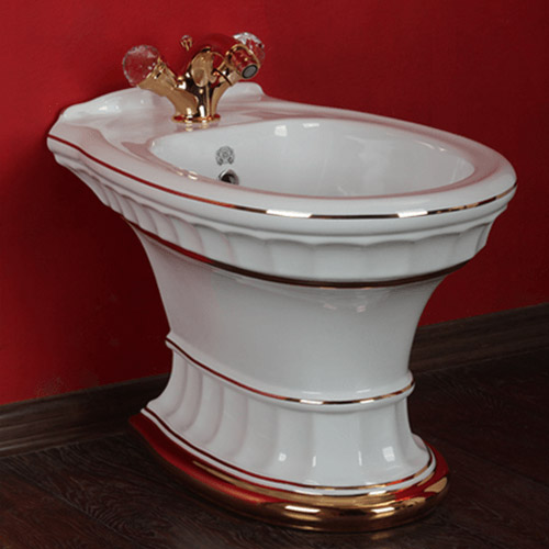 Биде напольное Migliore Gianeta белый/декор золото 20929 (детальная фотография), классические, ретро, декорированные