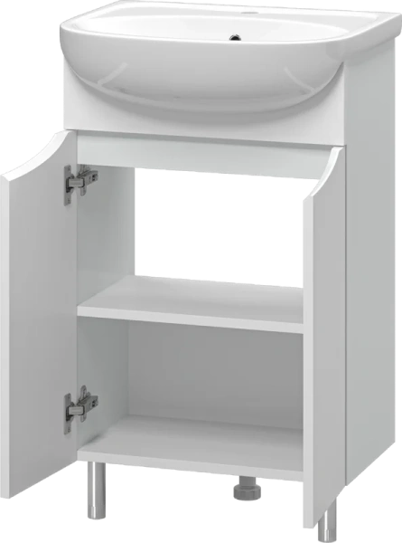 Тумба под раковину напольная Misty Смайл 50 см белая Э-Сма01050-031Пр (детальная фотография), моноблок