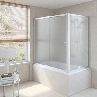 Душевая шторка на ванную профиль матовый хром стекло ретро Vegas-glass