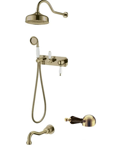 Душевой комплект Boheme Medici бронза ручки черные кристаллы Swarovski - фото 9