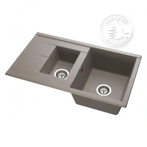 Мойка для кухни Акватон Делия 87 см серый шелк 1A716232DE250 (детальная фотография), из искусственного мрамора