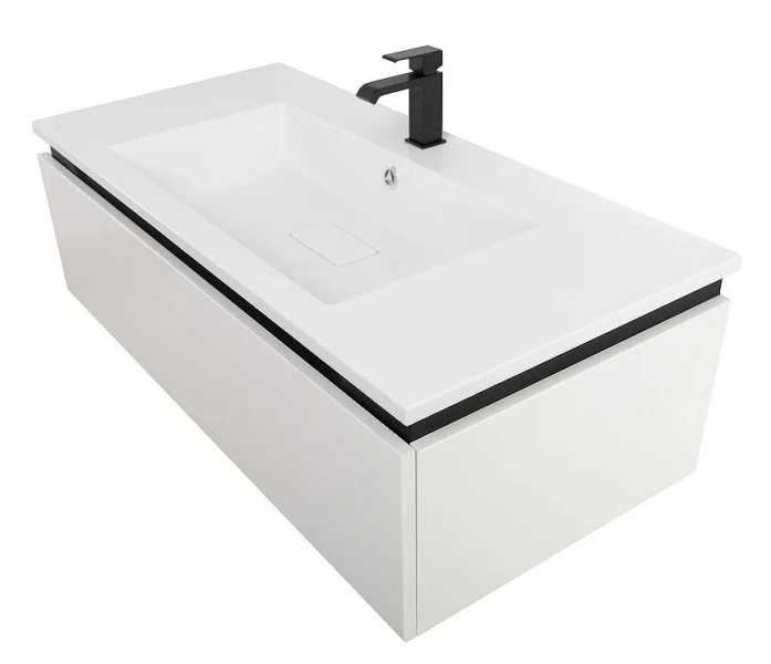 Тумба под раковину подвесная Cezares Slider 100 см Bianco Opaco SLIDER-1000-1C-SO-BO (детальная фотография), моноблок