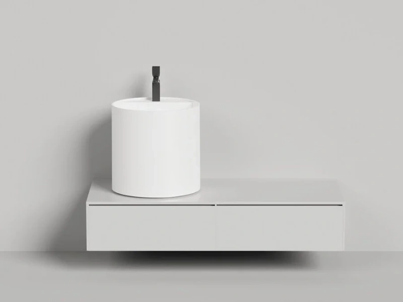 Раковина Salini Armonia Round Top 03 45 см белая матовая 130423TM (детальная фотография), накладные (на столешницу)