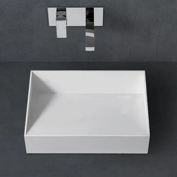 Раковина Abber Stein 60 см белая матовая AS2623 (детальная фотография), накладные (на столешницу), пристенные