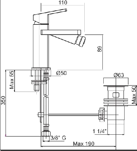 Смеситель для биде Cezares Trend хром TREND-BSM1-01-Cr (детальная фотография), для биде
