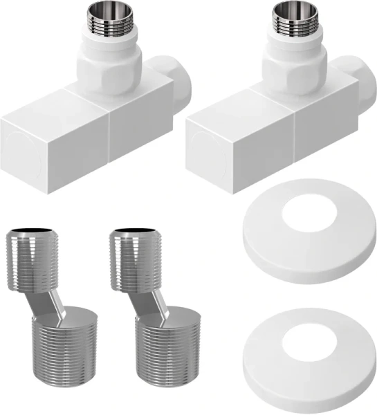 Комплект подключения Lemark с квадратными вентилями, белый матовый LM03412SW (детальная фотография)