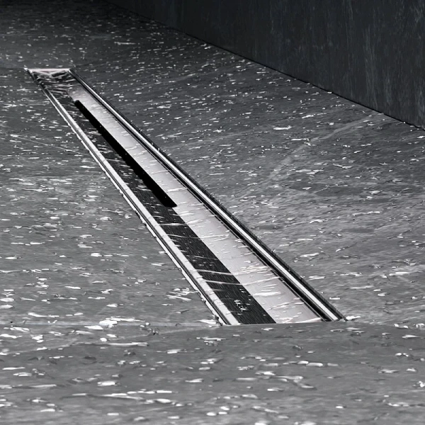 Душевой лоток Am.Pm MasterFlow 80 см хром матовый W01SC-S11-080-05SB (детальная фотография), с сухим затвором, с мокрым затвором