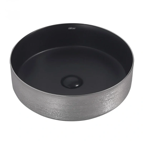 Раковина Abber Bequem 40 см черный матовый с серебром AC2109BS (детальная фотография)