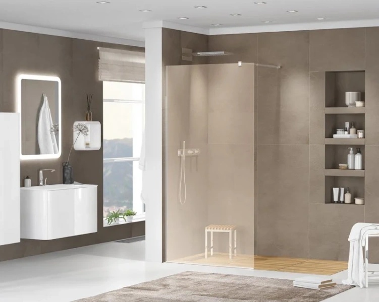 Душевая перегородка Cezares Liberta 110 см стекло бронза, профиль хром LIBERTA-L-1-110-BR-Cr (детальная фотография), хром