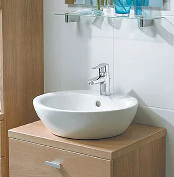 Раковина Ideal Standard Connect 43 см с 1-м отверстием под смеситель E804001 (детальная фотография), в форме чаши, круглой формы