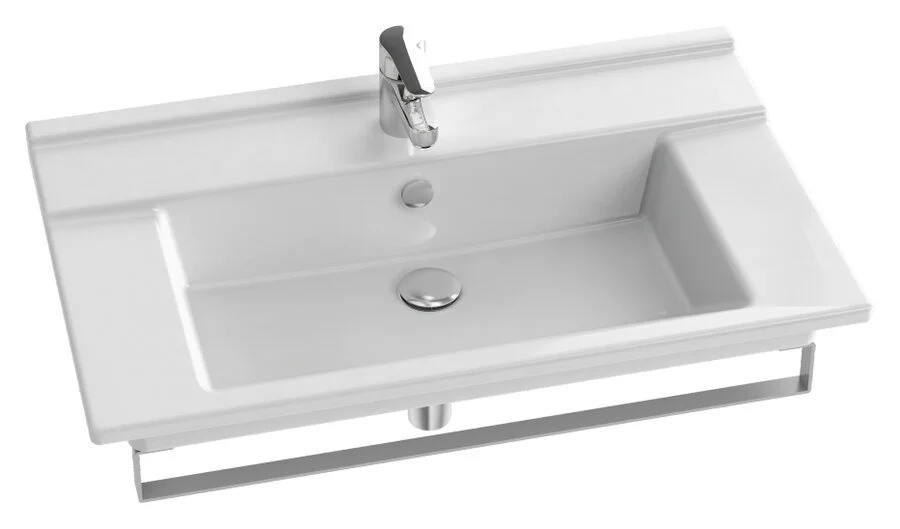 Раковина Jacob Delafon Struktura 80 см белая, с отверстием для смесителя EXH112-00 (детальная фотография), подвесные, на полупьедестал, пристенные