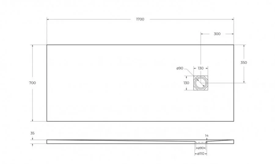 Душевой поддон BelBagno Uno 170х70 см накладка хром TRAY-MR-UNO-AH-170/70-35-W-CR (детальная фотография), низкие до 15 см
