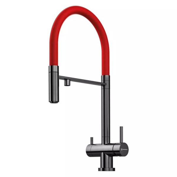 Смеситель для питьевой воды Omoikiri Kanto PVD-GM вороненая сталь/красный 4994013 (детальная фотография)