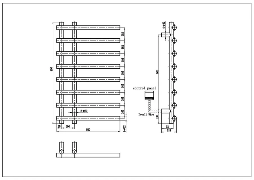 Полотенцесушитель электрический Boheme Uno 50x80 см графит матовый 722-GM (детальная фотография), современные, hi-tech