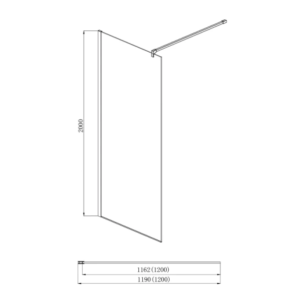 Душевая перегородка Акватек 120 см профиль оружейная сталь AQ WIW 12020GM (детальная фотография), 120 см