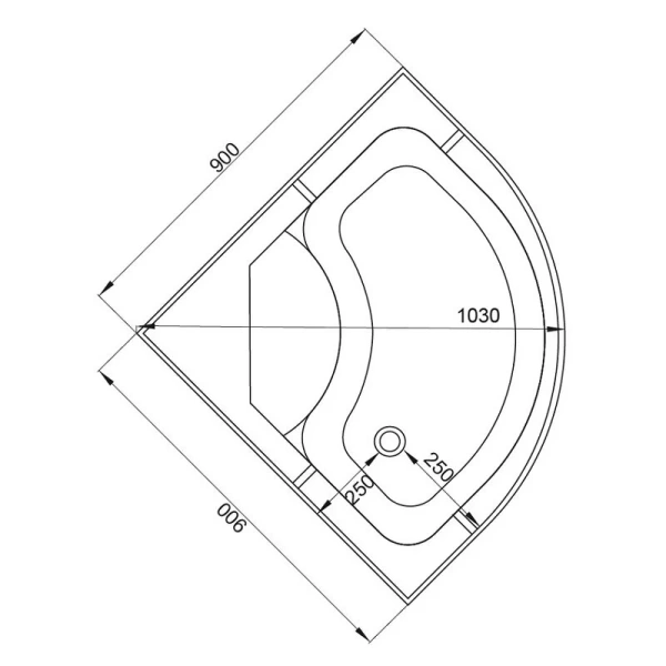 Душевая кабина Deto L 90x90 см с сиденьем L990GM (детальная фотография), с высоким, глубоким поддоном, глубокий поддон