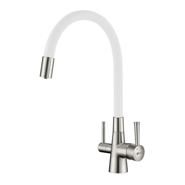 Смеситель для кухни Lemark Comfort никель/белый LM3075BN-White (детальная фотография)