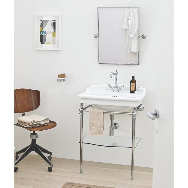 Раковина консоль ArtCeram Hermitage HEL002 68 см со стеклянной полкой (детальная фотография), классические, ретро